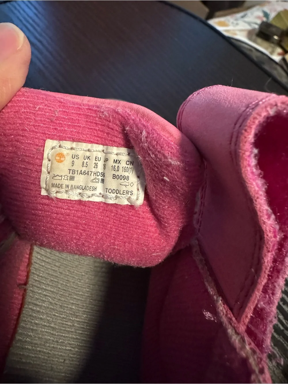 Timberland Kids Pink and Gray Hook-and-Loop High-Top Boots
